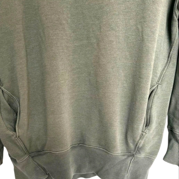 AERIE Relaxed Fit Cowl Neck Soft Sweatshirt Green/Gray Pockets Ribbed Hem Sz SM - Picture 8 of 15